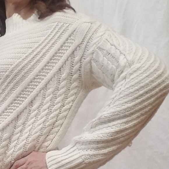 BEBE Ivory Chunky Turtleneck Sweater - Picture 2 of 8